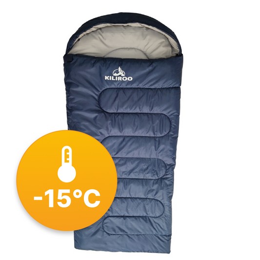 KILIROO Sleeping Bag Adult Single Winter Camping Tent Outdoor -15 Degree 350GSM Navy Blue