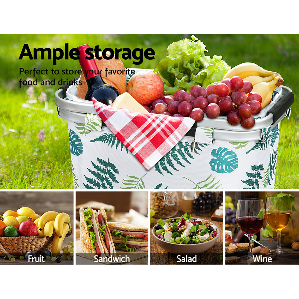 Alfresco Picnic Basket Folding Bag Hamper Insulated Food Storage