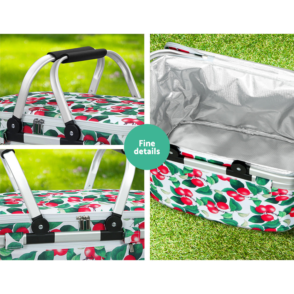 Alfresco Picnic Basket Folding Bag Hamper Insulated Food Cover Storage