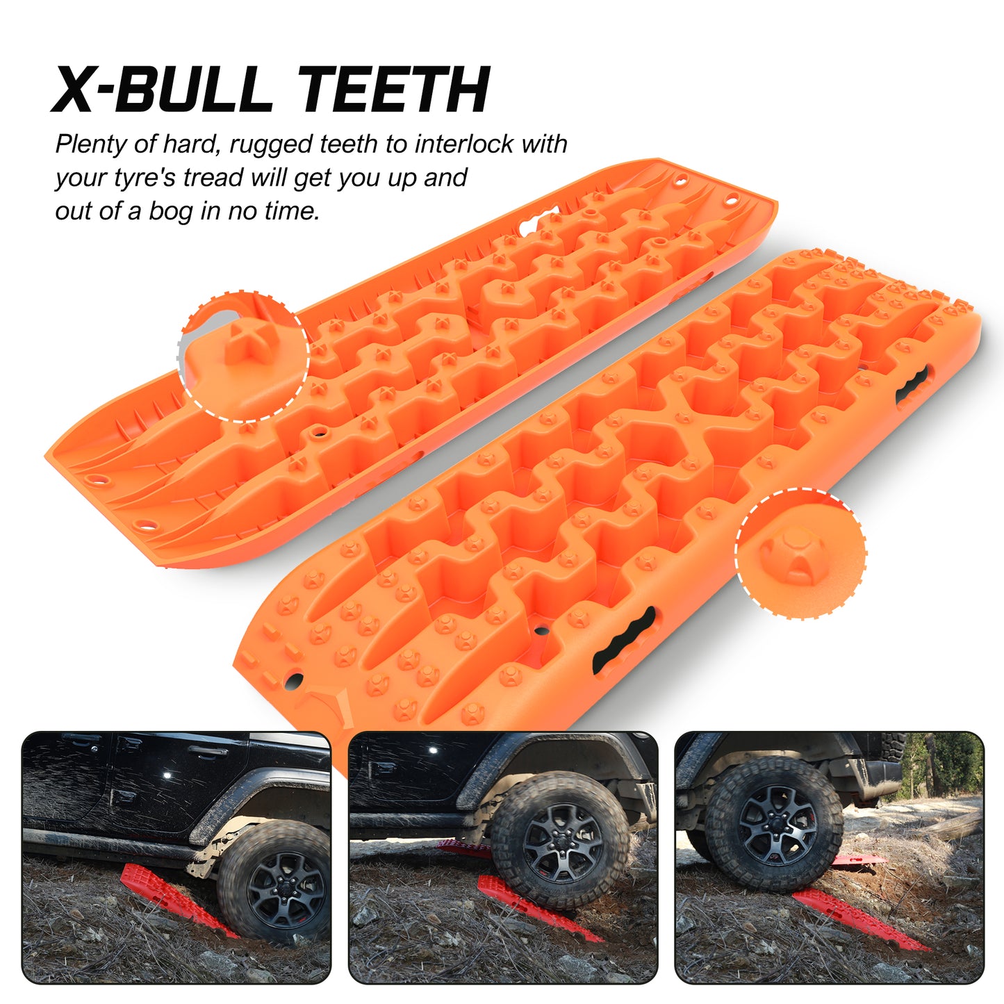 X-BULL 2PCS Recovery Tracks Snow Tracks Mud tracks 4WD With 4PC mounting bolts