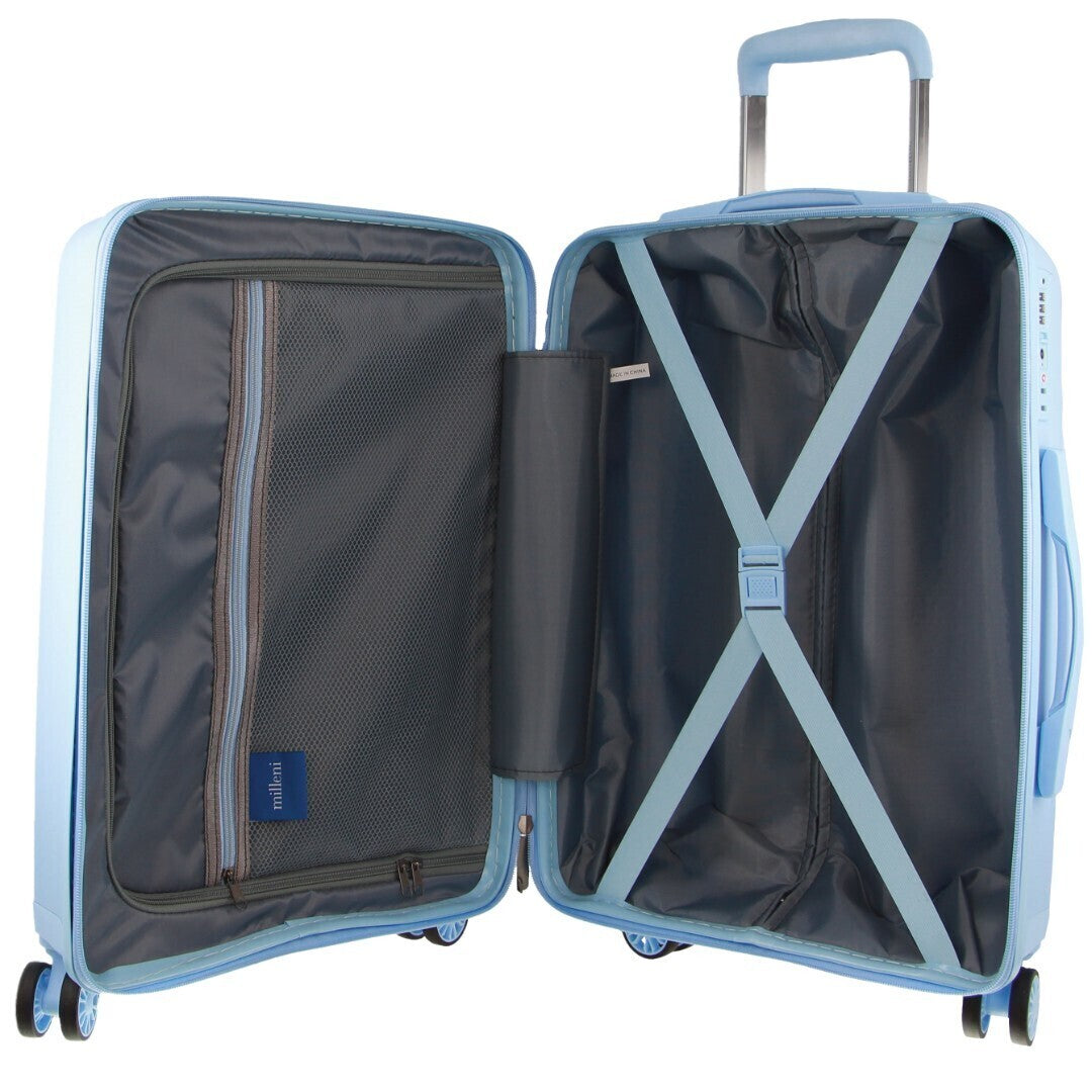 Milleni Hardshell 3-Piece Luggage Bag Travel Carry On Suitcase - Blue