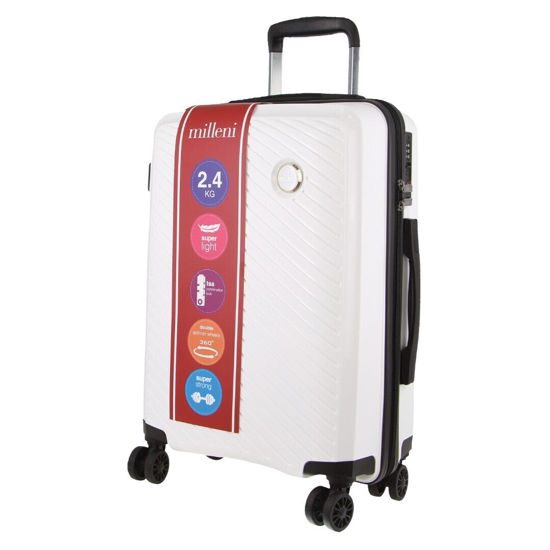Milleni Hardshell 3-Piece Luggage Bag Travel Carry On Suitcase - White